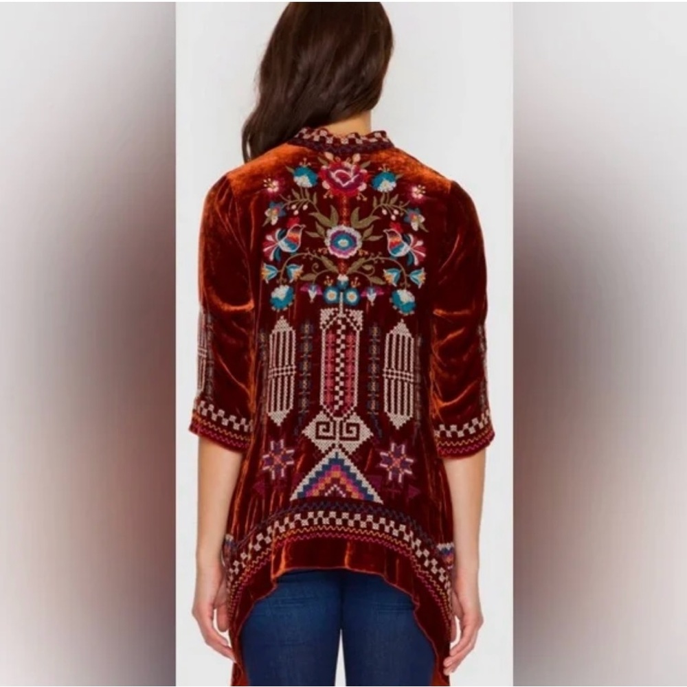 NWT!! Johnny Was Size M Daniela Embroidered Velvet Cardigan - Picture 2 of 11
